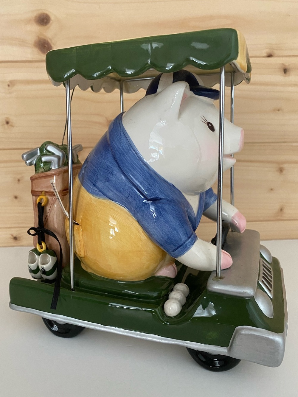 RARE Collectible Mud Pie Golf Cart Coin Piggy Bank Greens Fee Fund Golf Bank - Picture 2 of 14